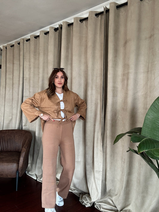 Basic Triko Pantolon - CAMEL