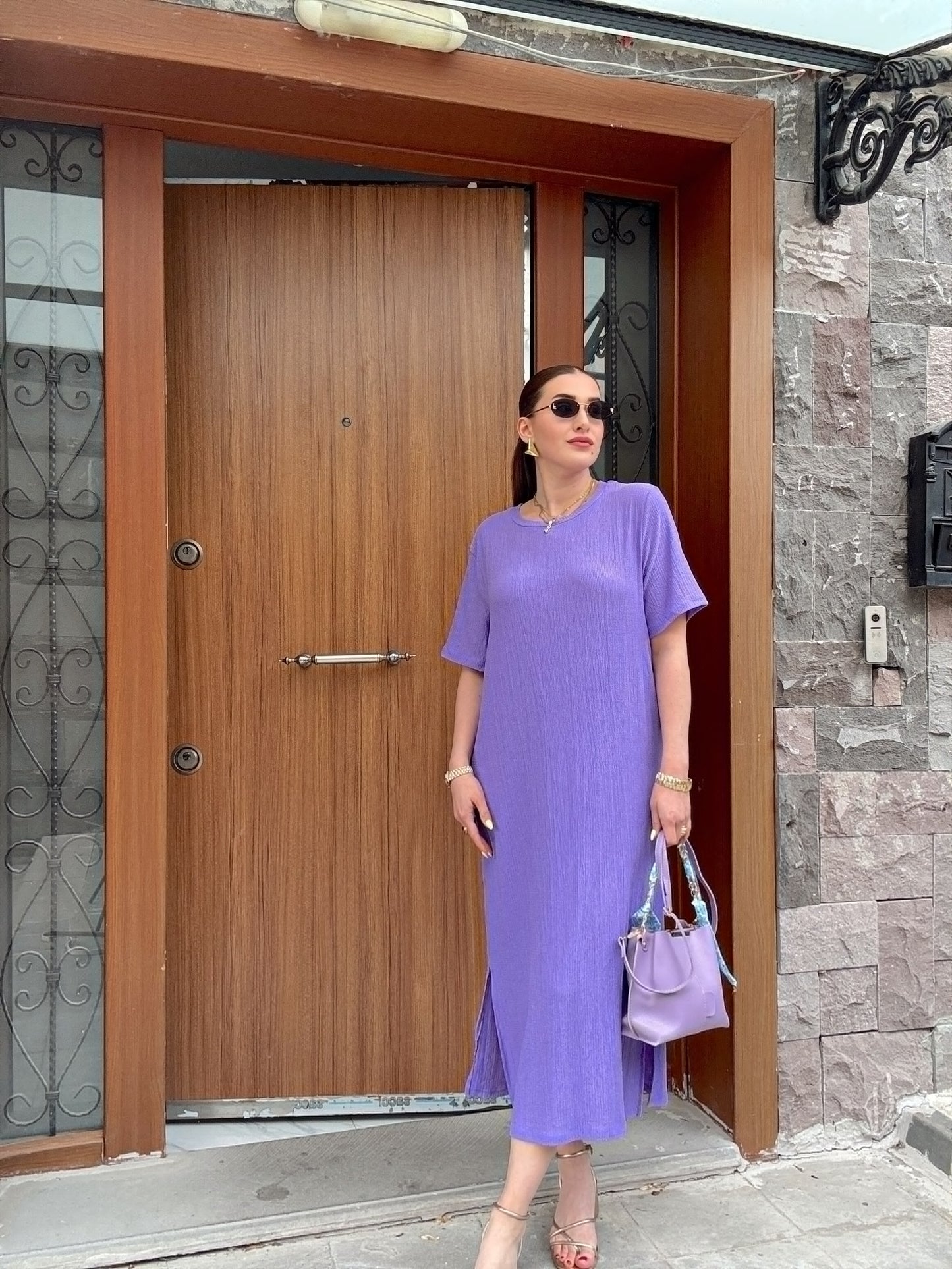 Oversize Salaş Elbise Lila