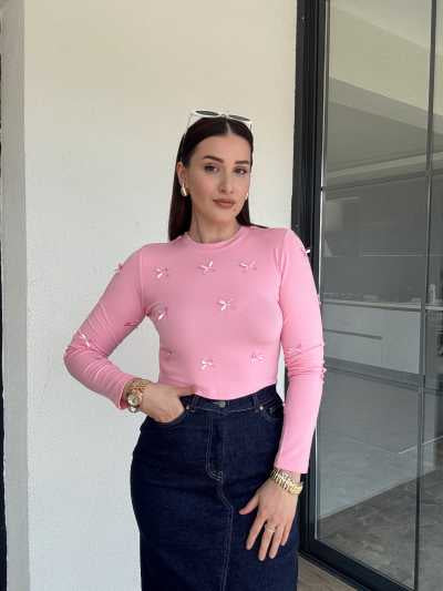 Fiyonklu Modal Bluz Pembe