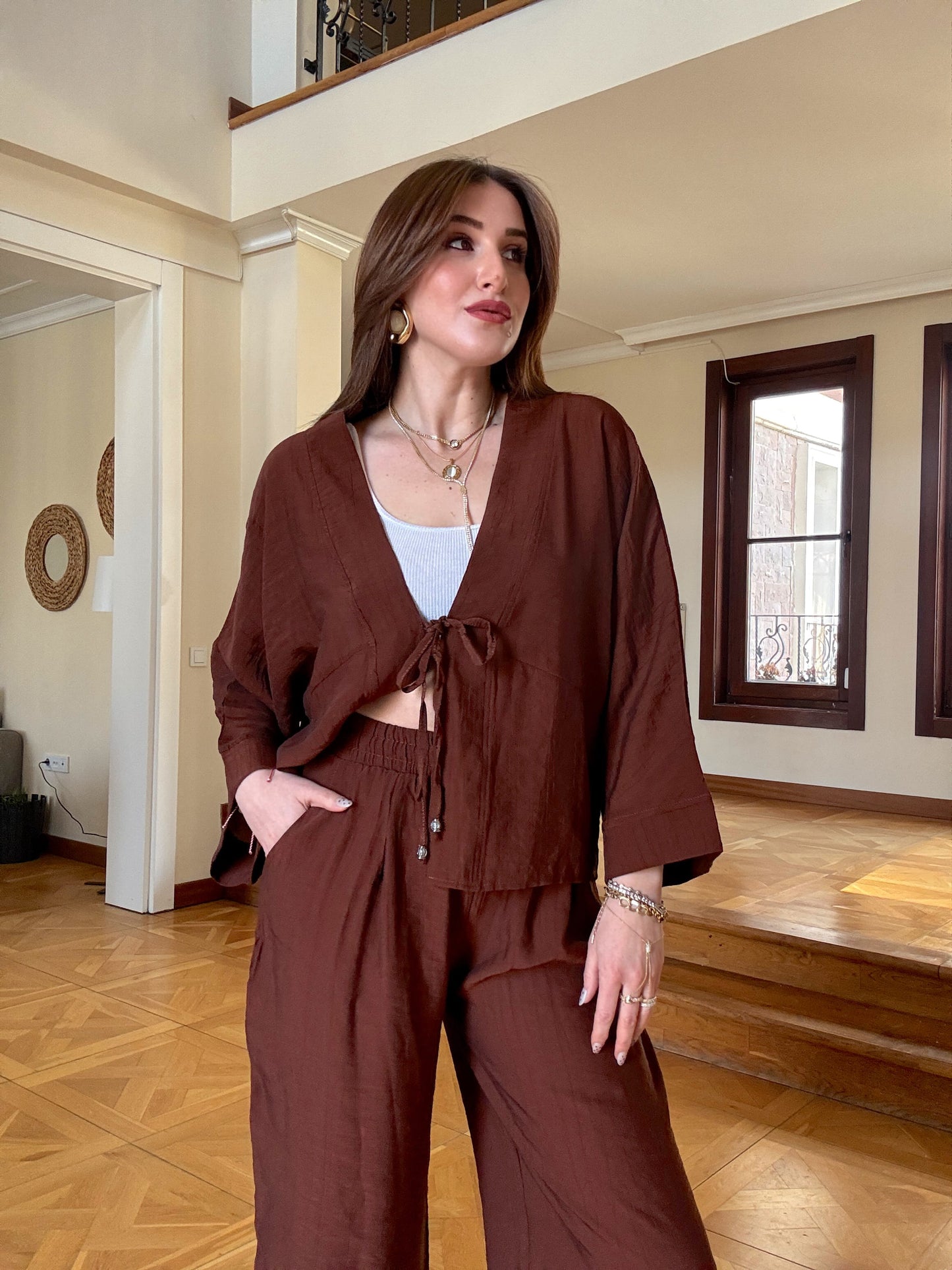 Kimono Takım Kahve