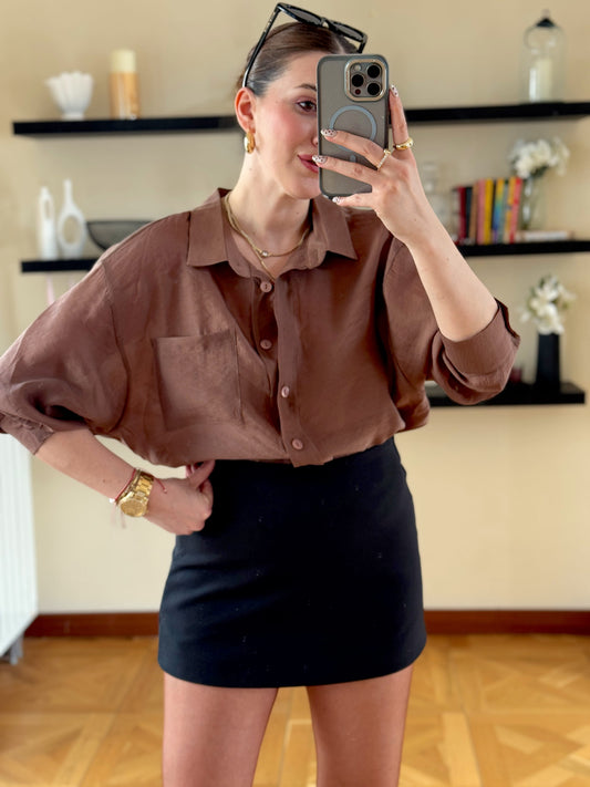Oversize Premium Gömlek Acı kahve
