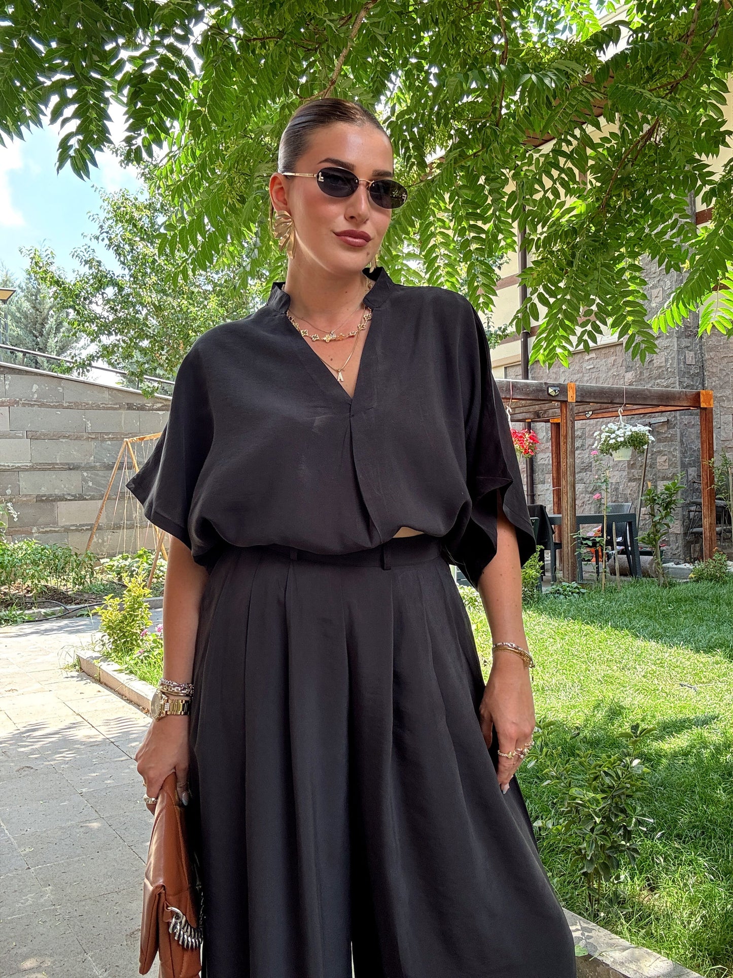 Oversize tensel ikili takım SİYAH