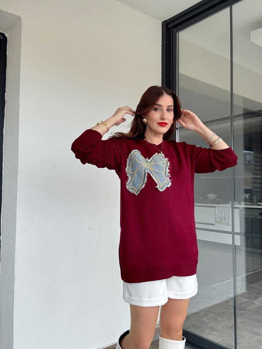 Twst model kot fiyonk detaylı kazak BORDO