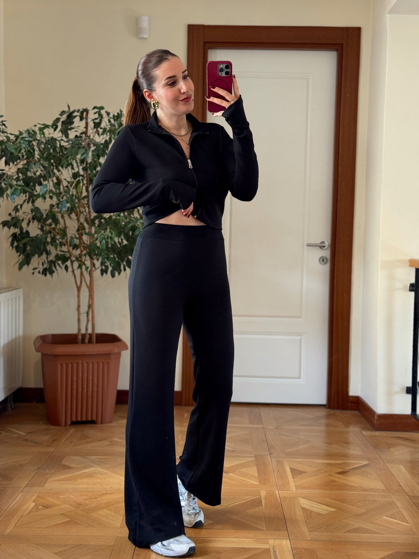 Modal Tam boy Fermuarlı Takım Siyah