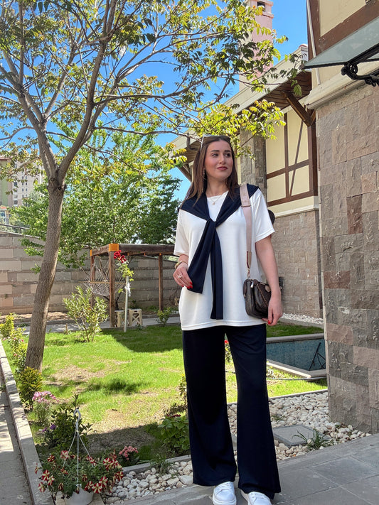 3 Parça Bağlama detaylı Takım Lacivert