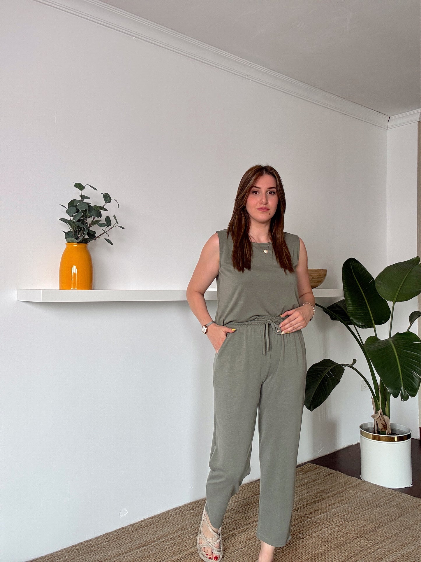 Yıkamalı Modal İkili Takım Haki