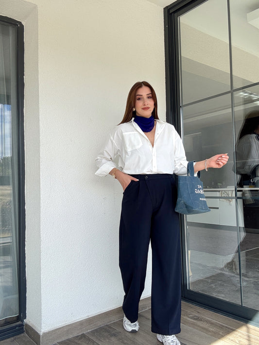 Çapraz kemerli pantolon-LACİVERT