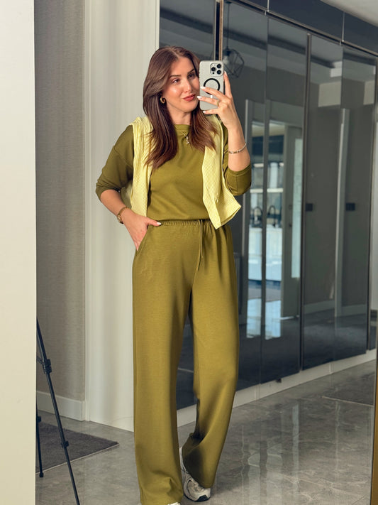 Premium Modal Kumaş Takım Yağ yeşili