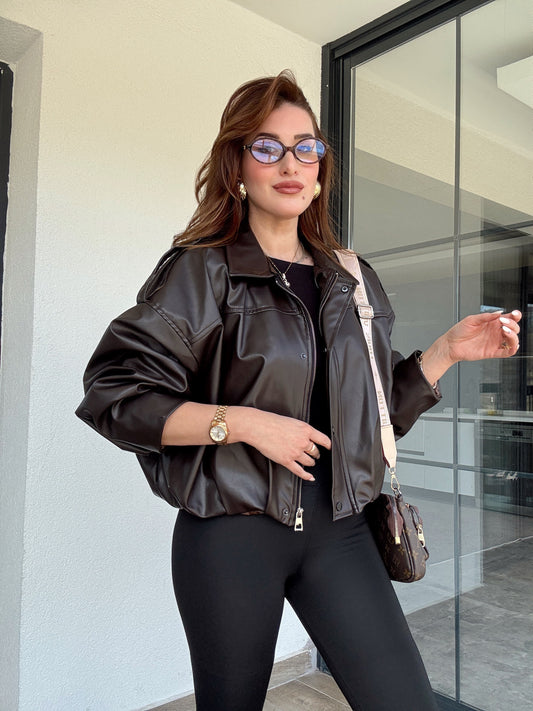 Yarasa kol deri mont-ACI KAHVE