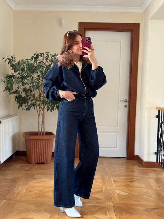 Premium palazzo pantolon-KOYU MAVİ