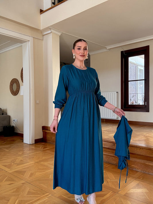 Bağlamalı iki parça tensel takım Petrol yeşili