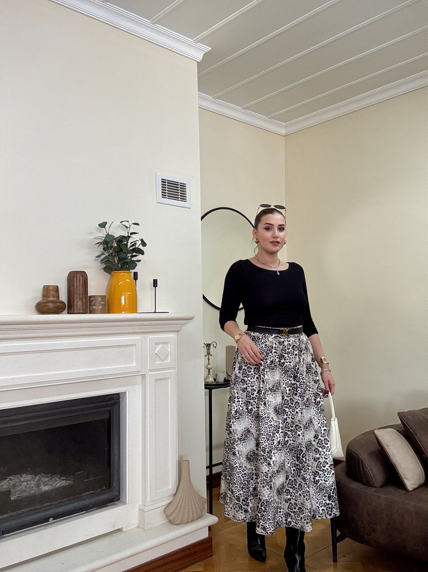 Leopar desen etek-SİYAH