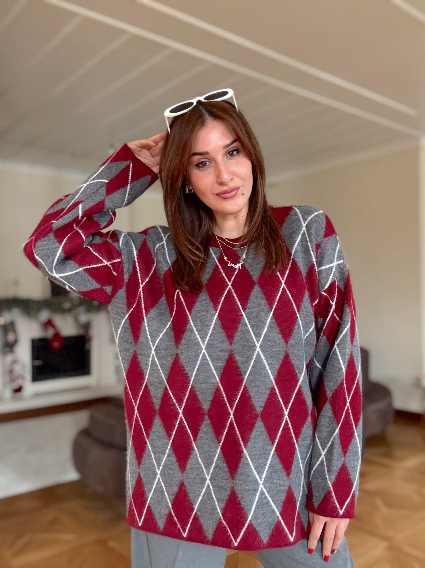 Tunik boy baklava desen kazak-BORDO