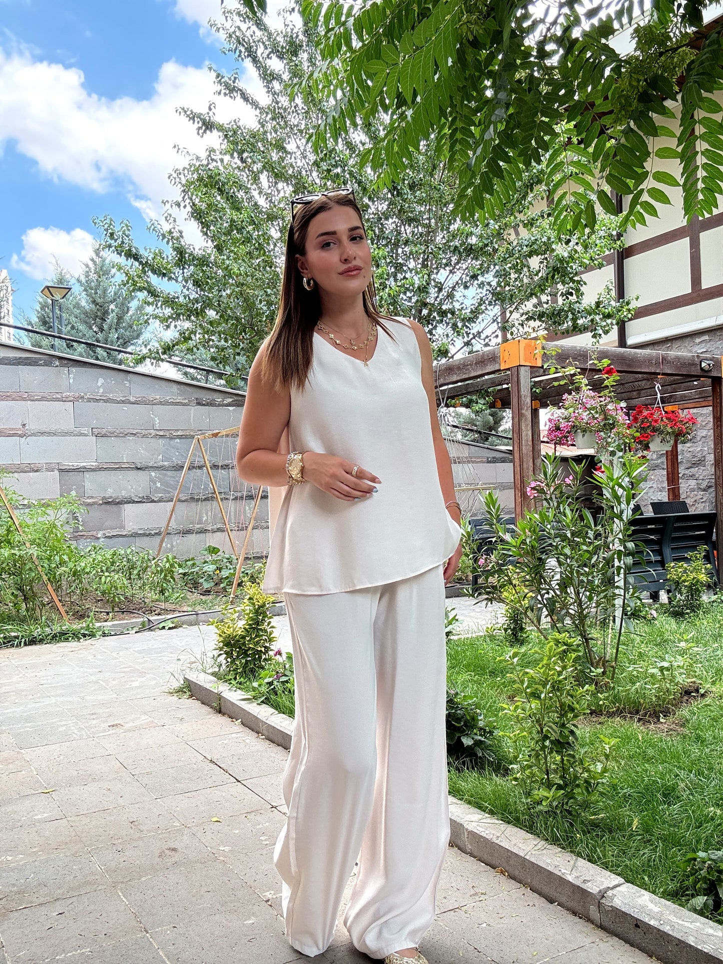 TENCEL v yaka salaş takım BEJ