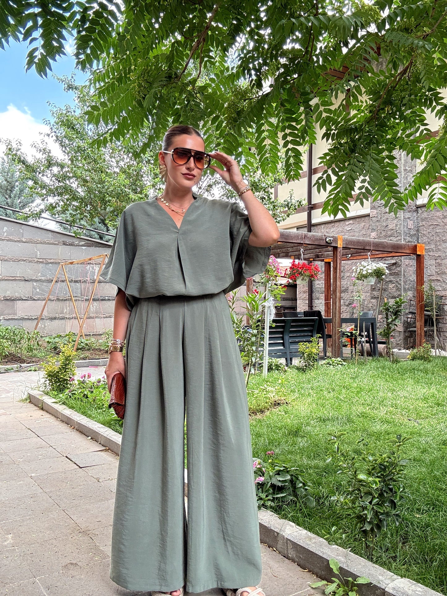 Oversize tensel ikili takım HAKİ