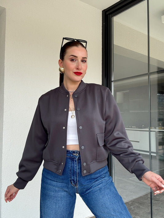 Scuba kumaş astarlı bomber ceket ANTRASİT