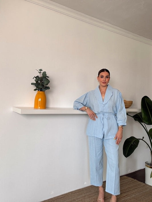 JULIET keten ceketli ikili takım MAVİ