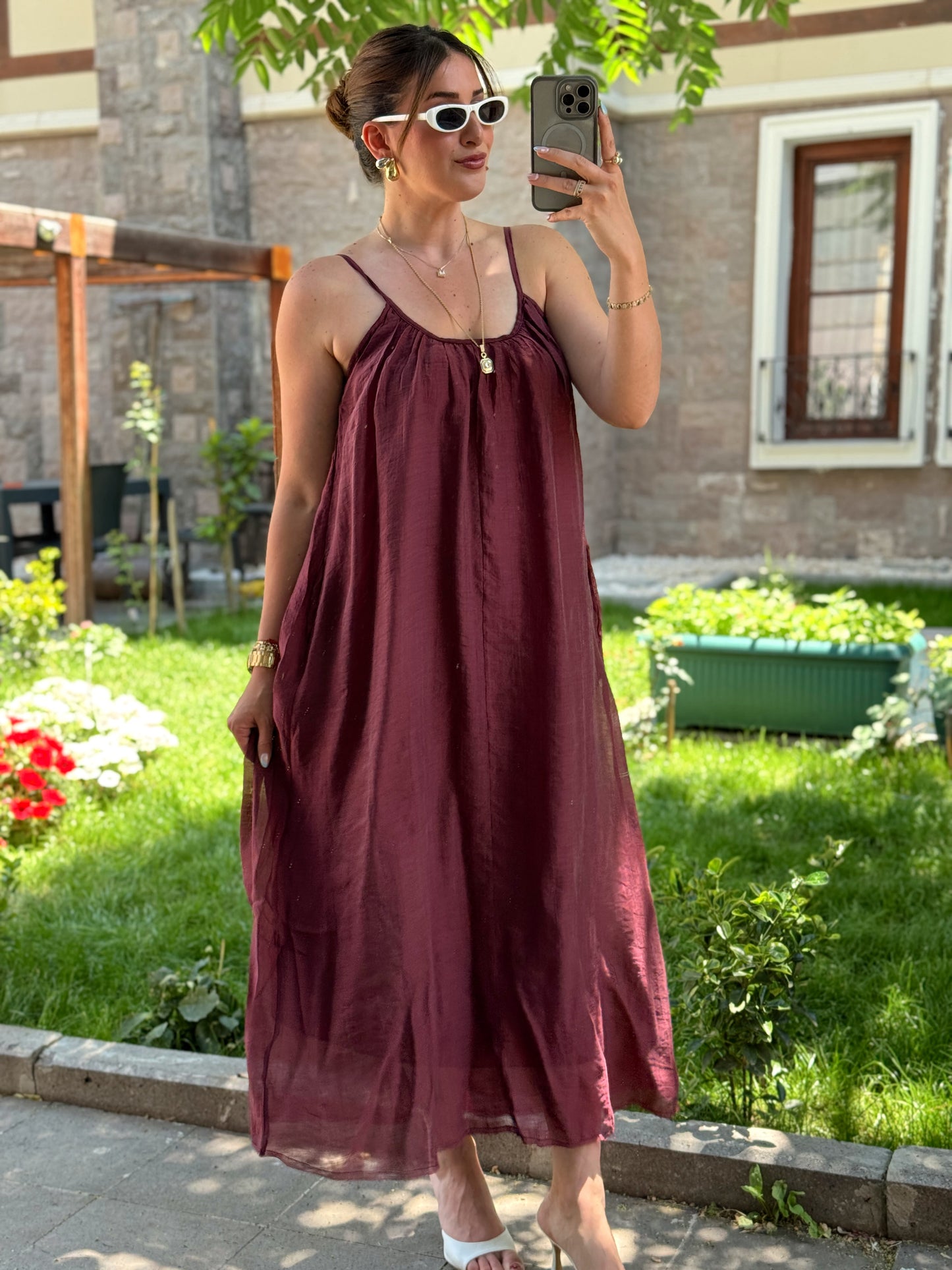 Bluzlu Premium Elbise Bordo