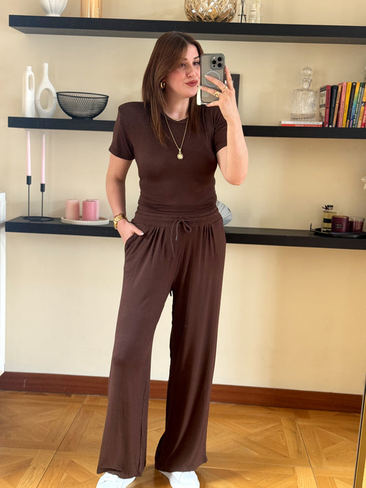 Vatkalı kaşmir ikili takım KAHVERENGİ