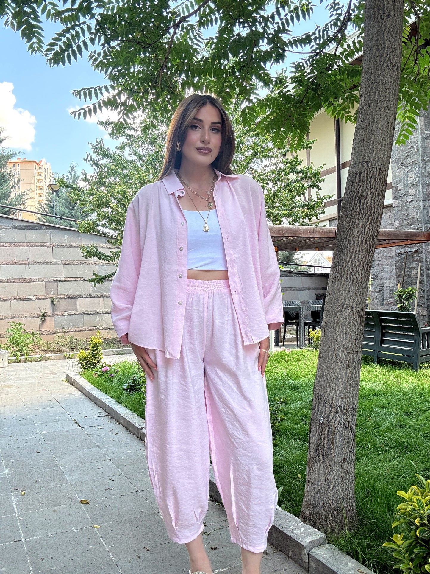 Aerobin Gömlek Pantolon takım Pembe