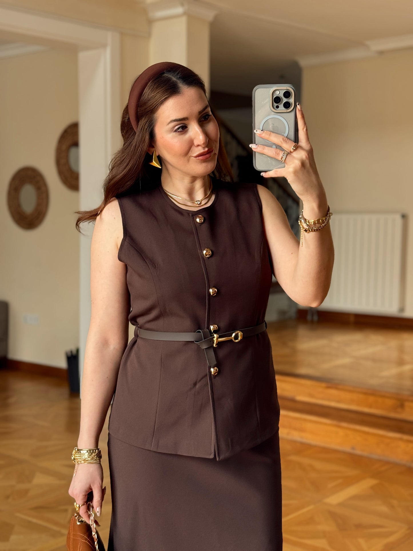 TORİNO Kemerli Yelek-KAHVERENGİ