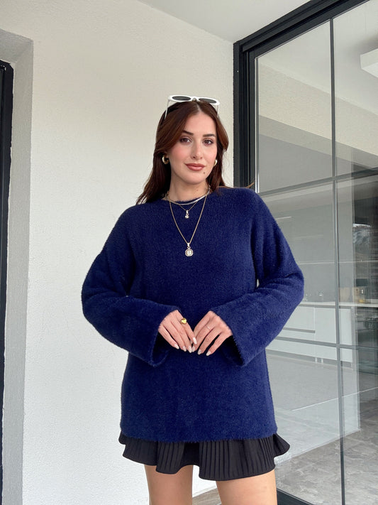 Sakallı triko kazak-LACİVERT