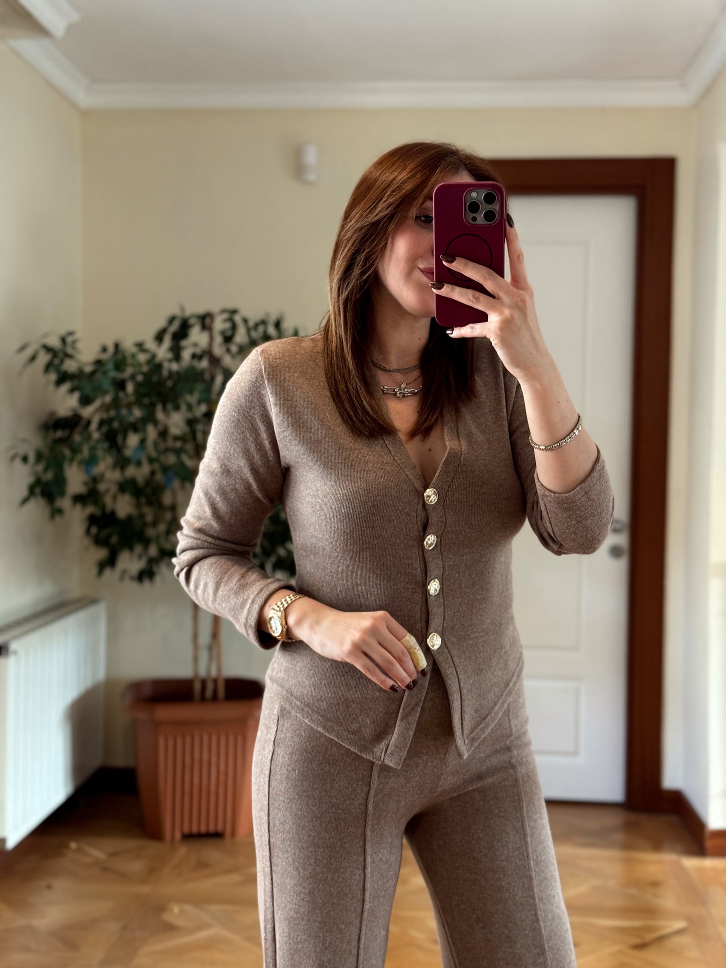 Selanik önü düğmeli ceket çimalı pantolon takım-TARÇIN