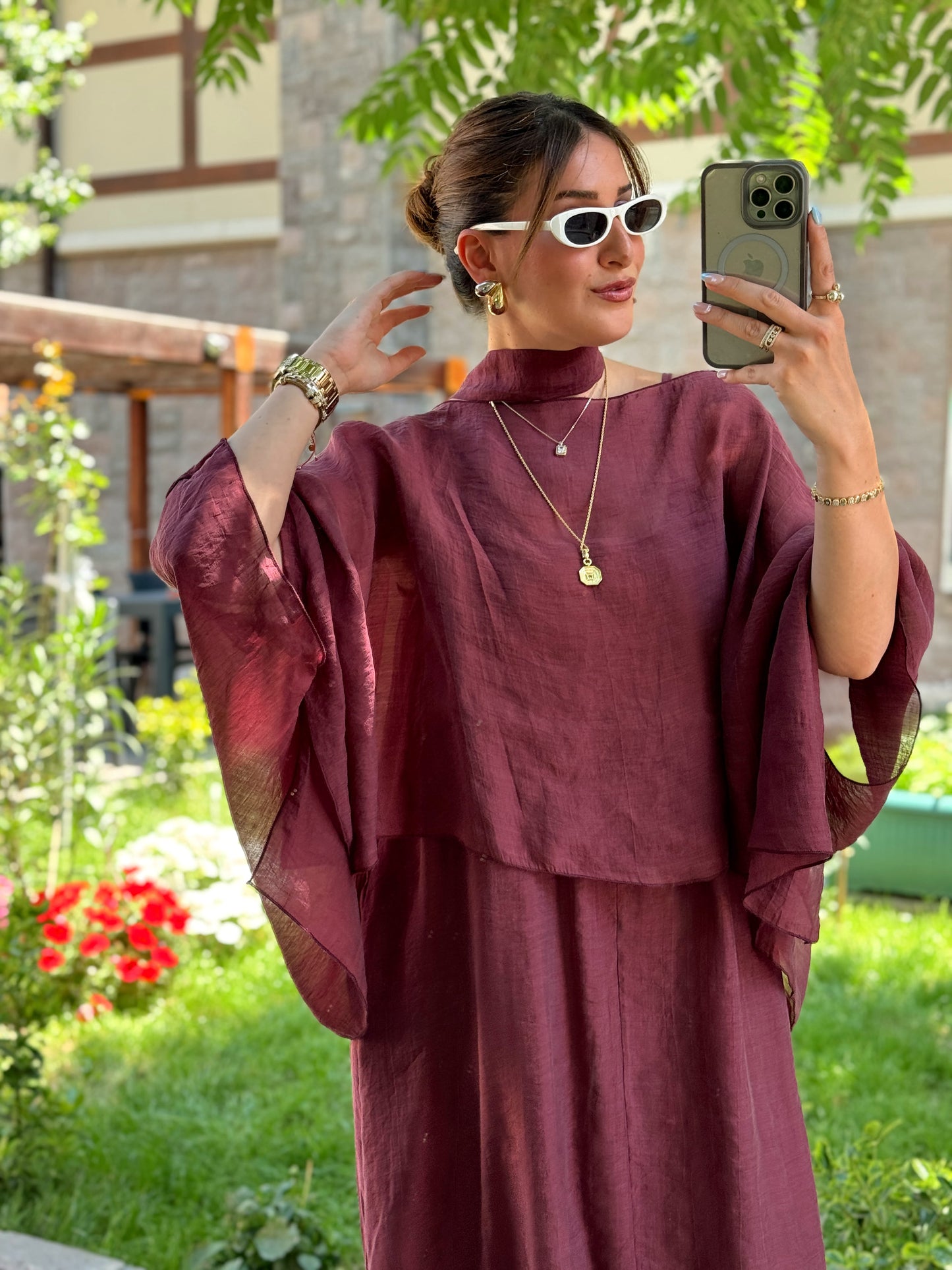 Bluzlu Premium Elbise Bordo
