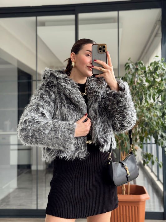 Madonna Kapüşonlu Mont - GRİ