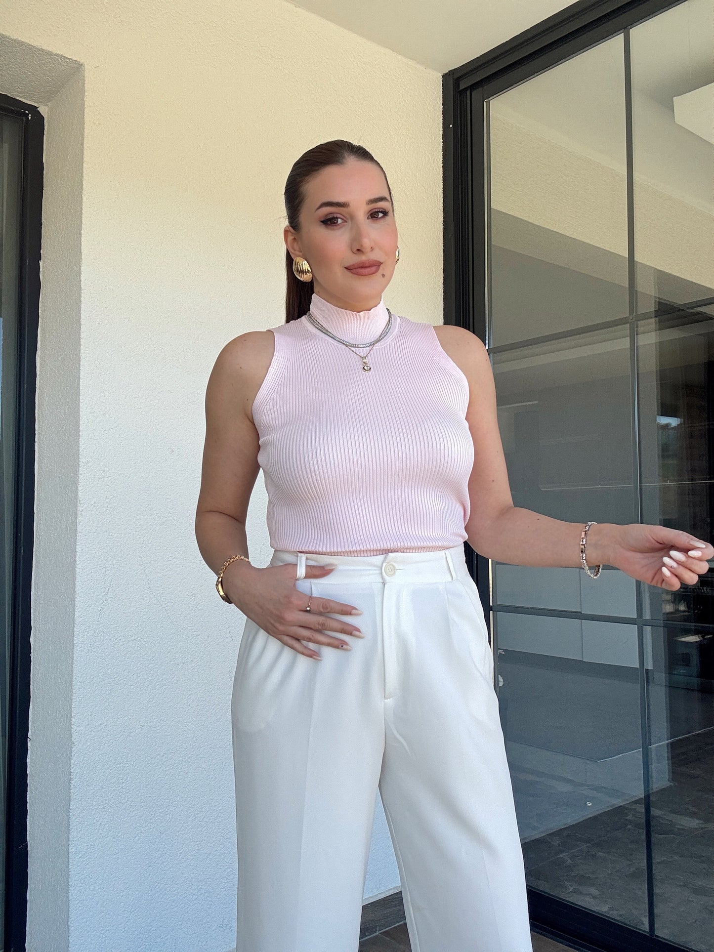 Kolsuz fitilli triko badi PEMBE