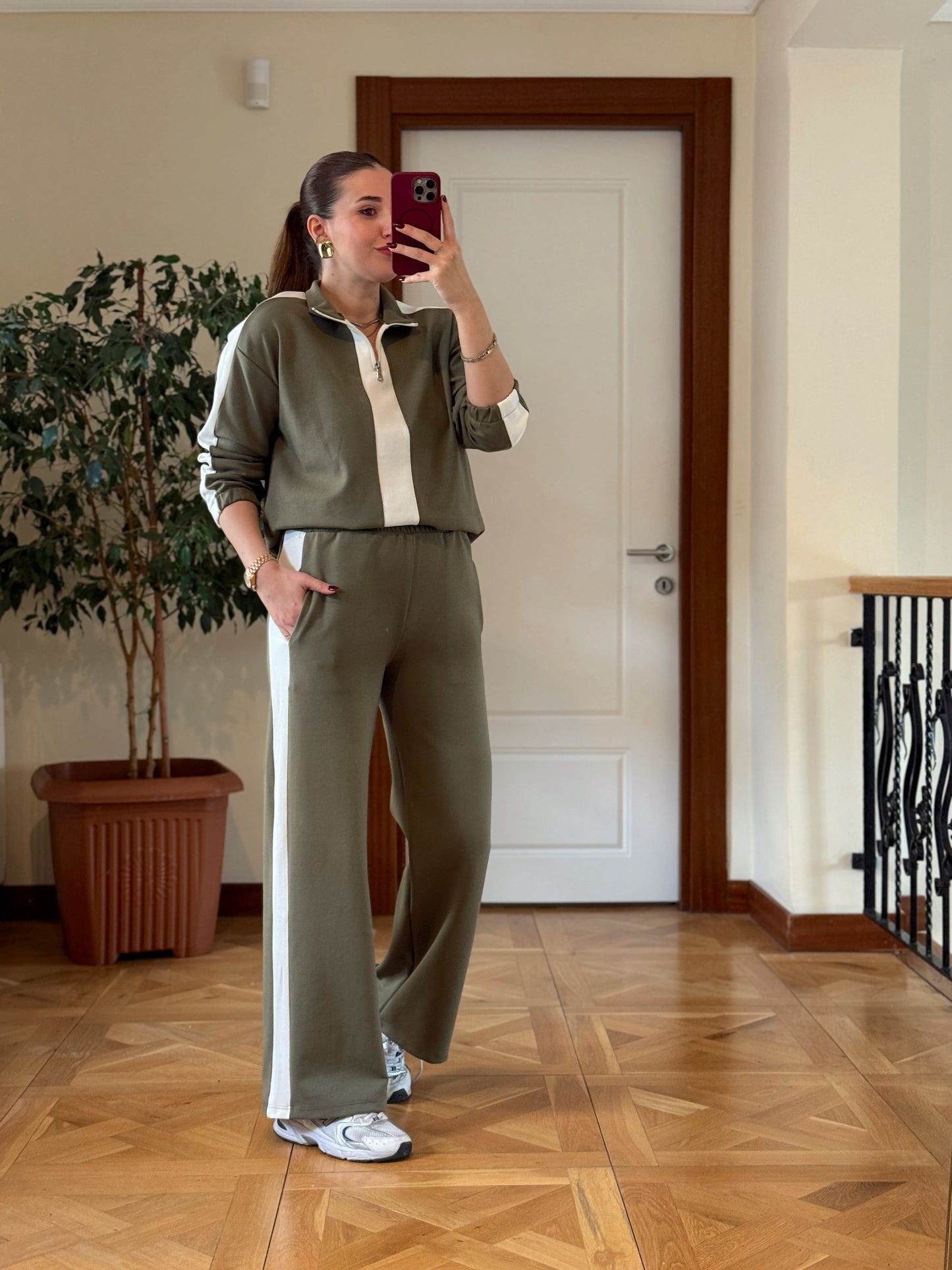 Yarım Fermuarlı Modal Takım Yeşil