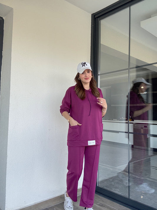 Kapüşonlu Takım Mürdüm