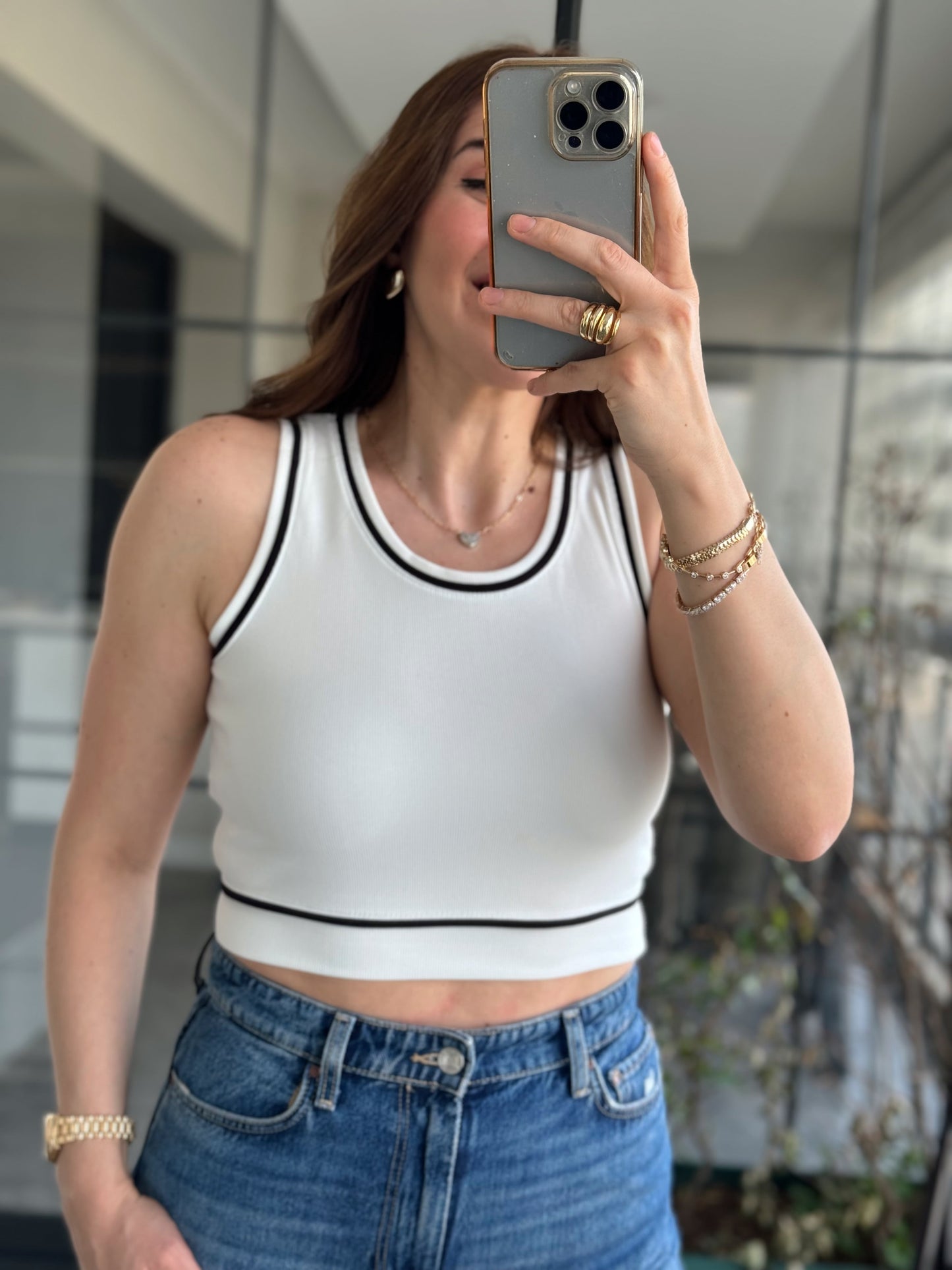 Biyeli Crop Atlet BEYAZ