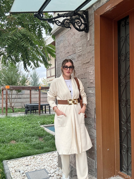 Kol Detay Hırkalı Takım - LATTE