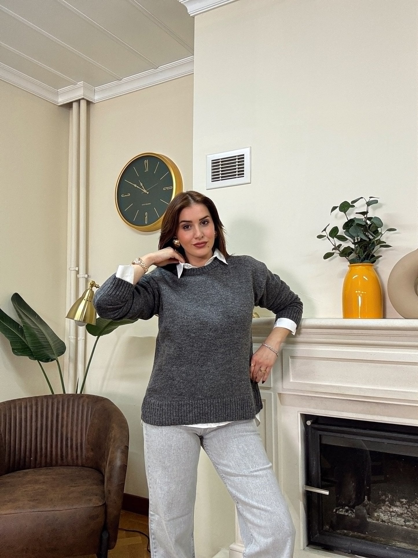 Yumoş simit yaka kazak-FÜME