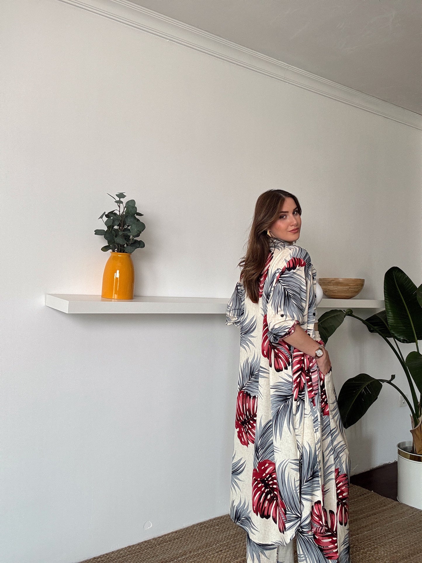 Viskon Uzun Gömlekli Takım Kırmızı