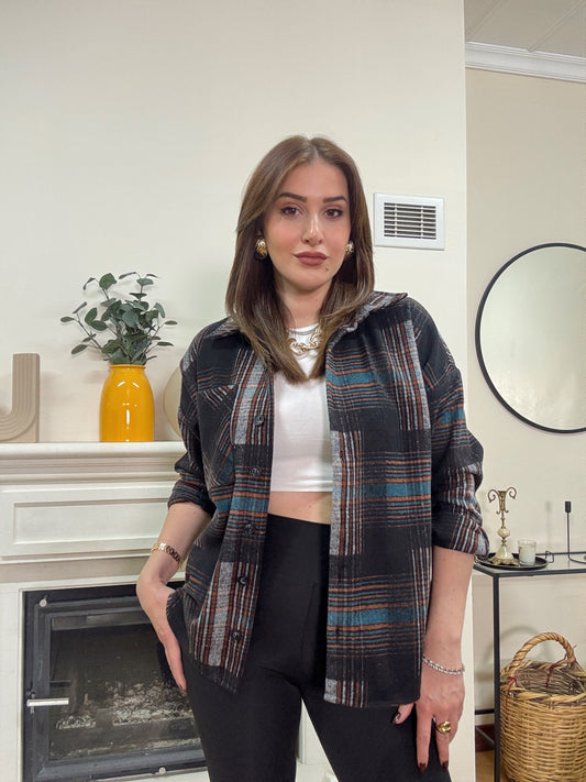 Ekose desen tek cepli gömlek TURUNCU