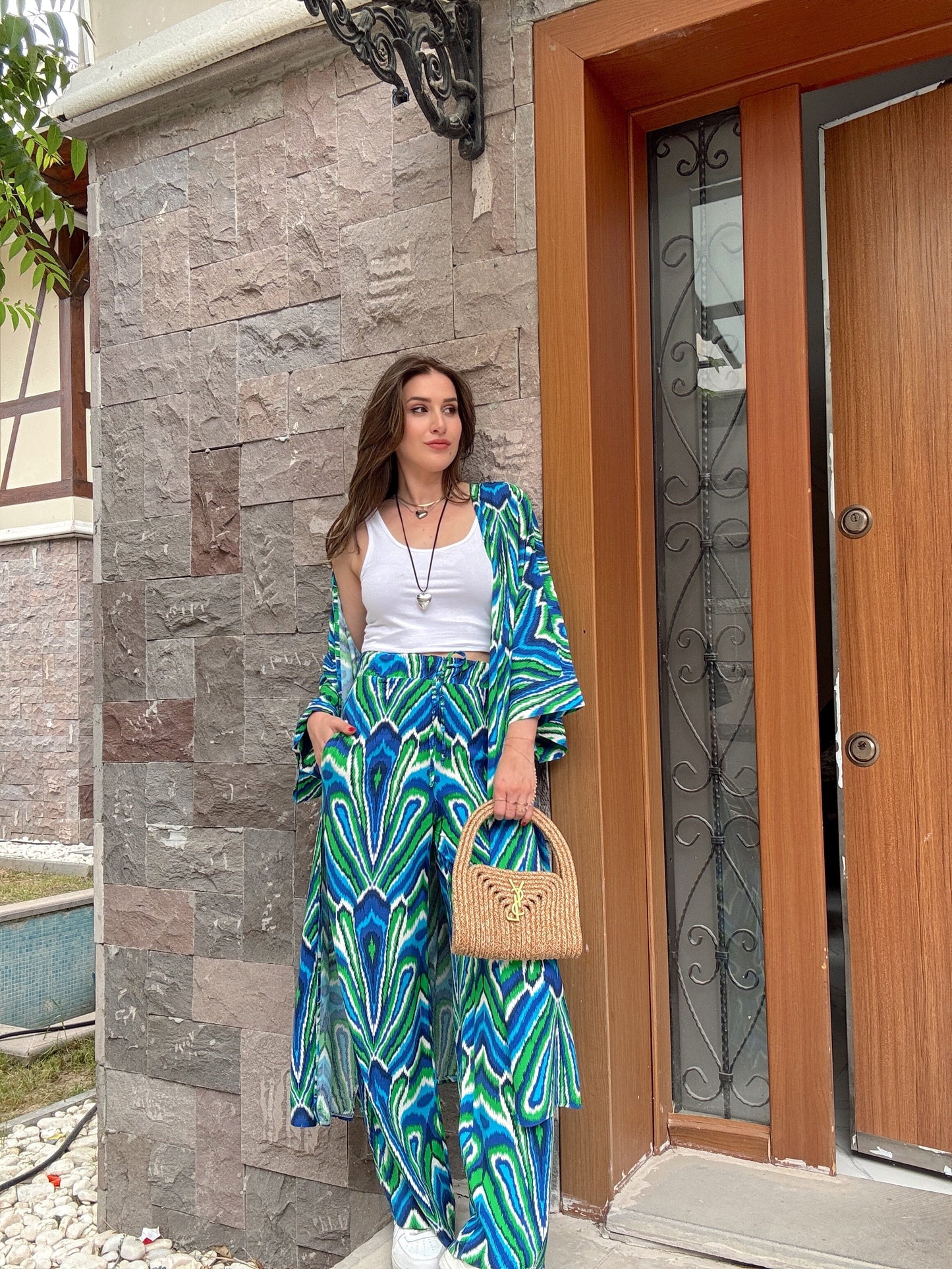 Desenli Kimono Takım Mix