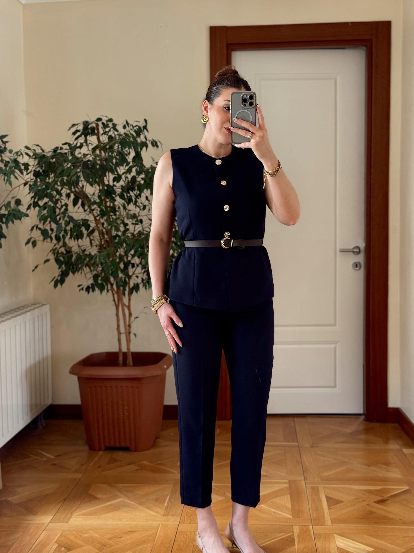 STELLA Kemerli Yelek-LACİVERT