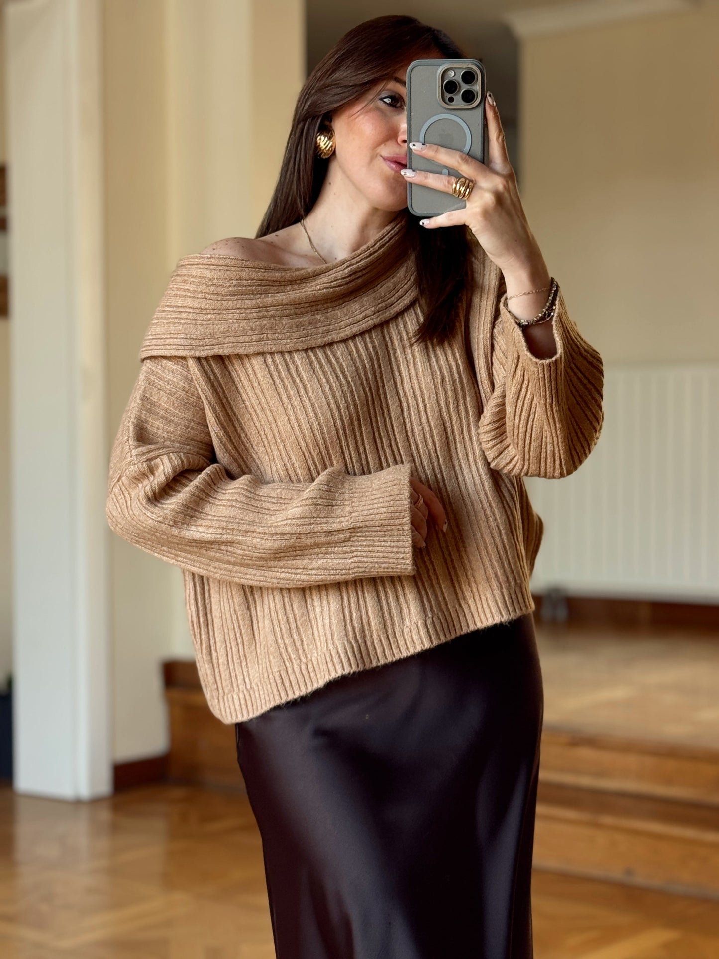 Degaje Yaka Bluz -CAMEL