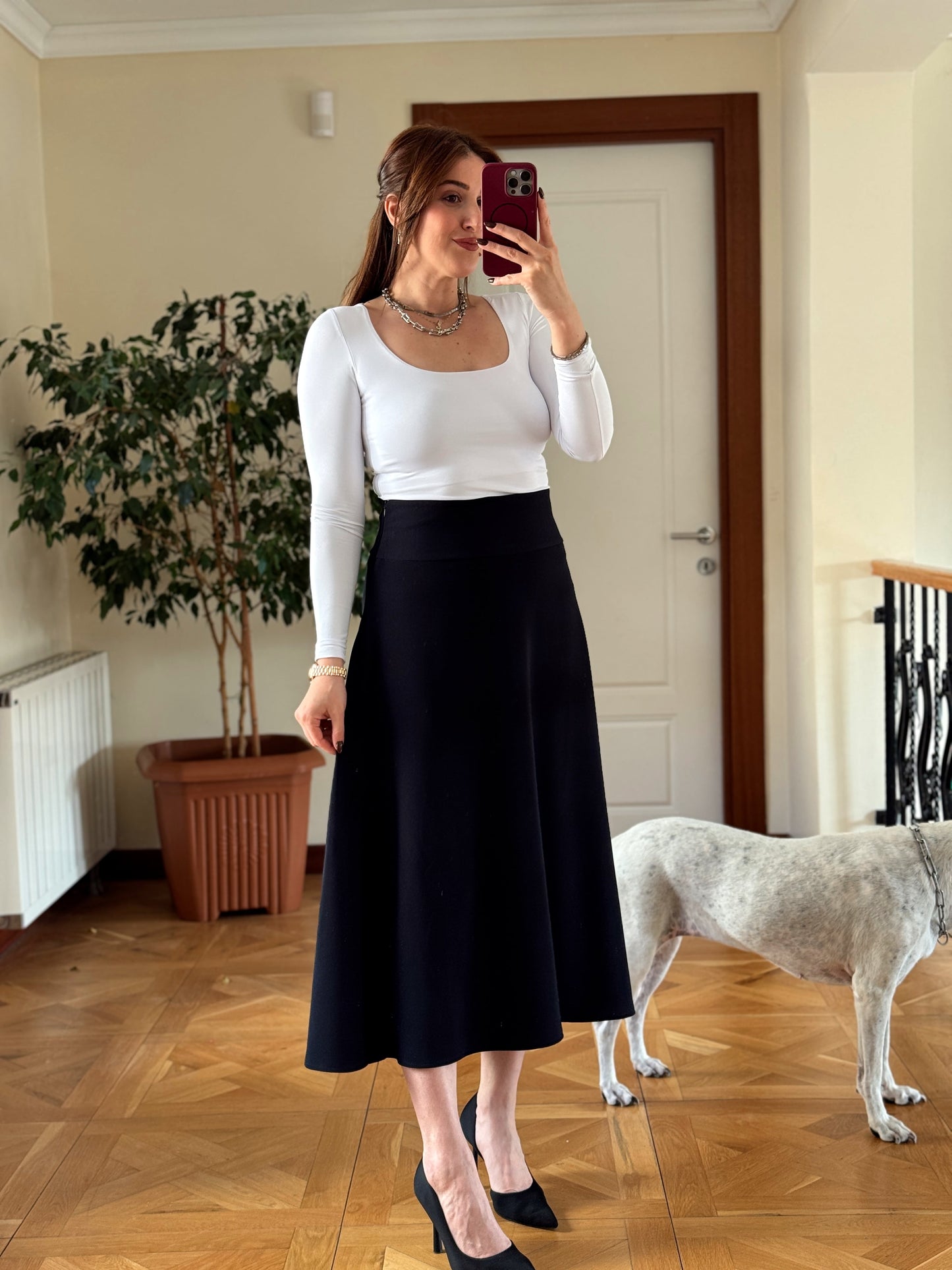 DİEGONEL ÇAN ETEK-LACİVERT