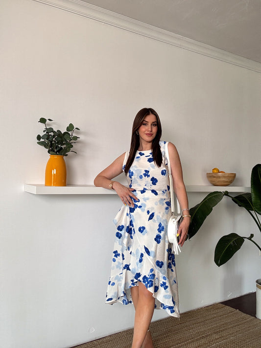 Marje fırfır detaylı takım MAVİ