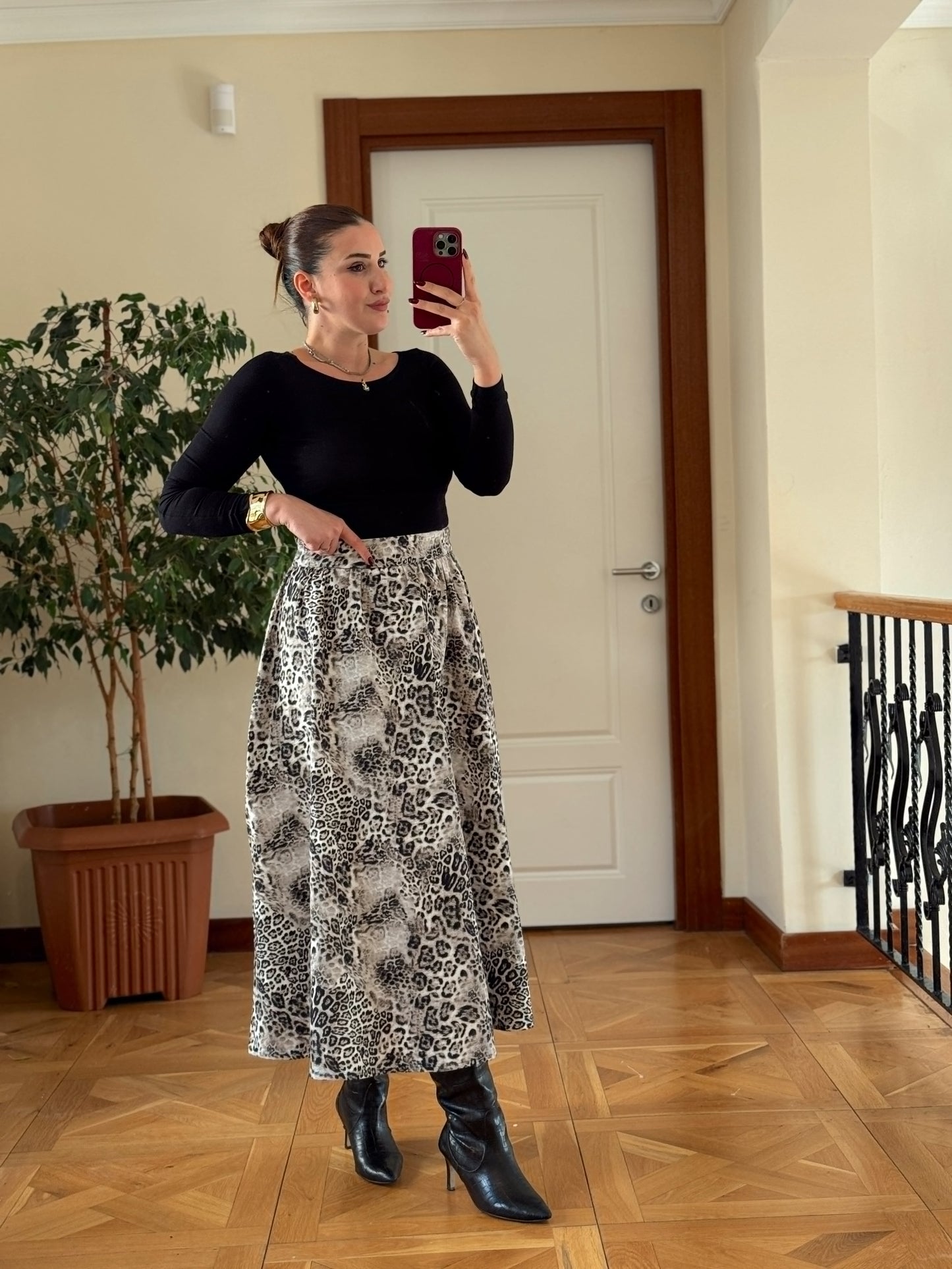 Leopar desen etek-SİYAH