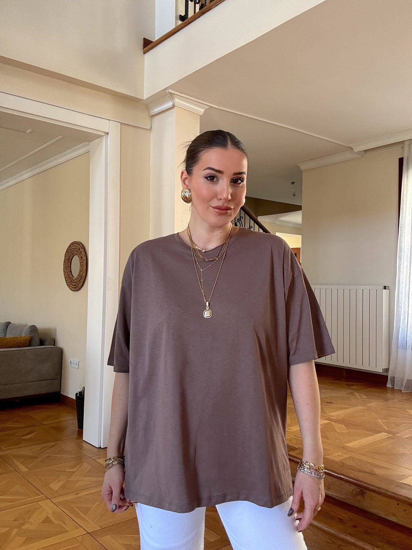 Oversize Tişört vizon