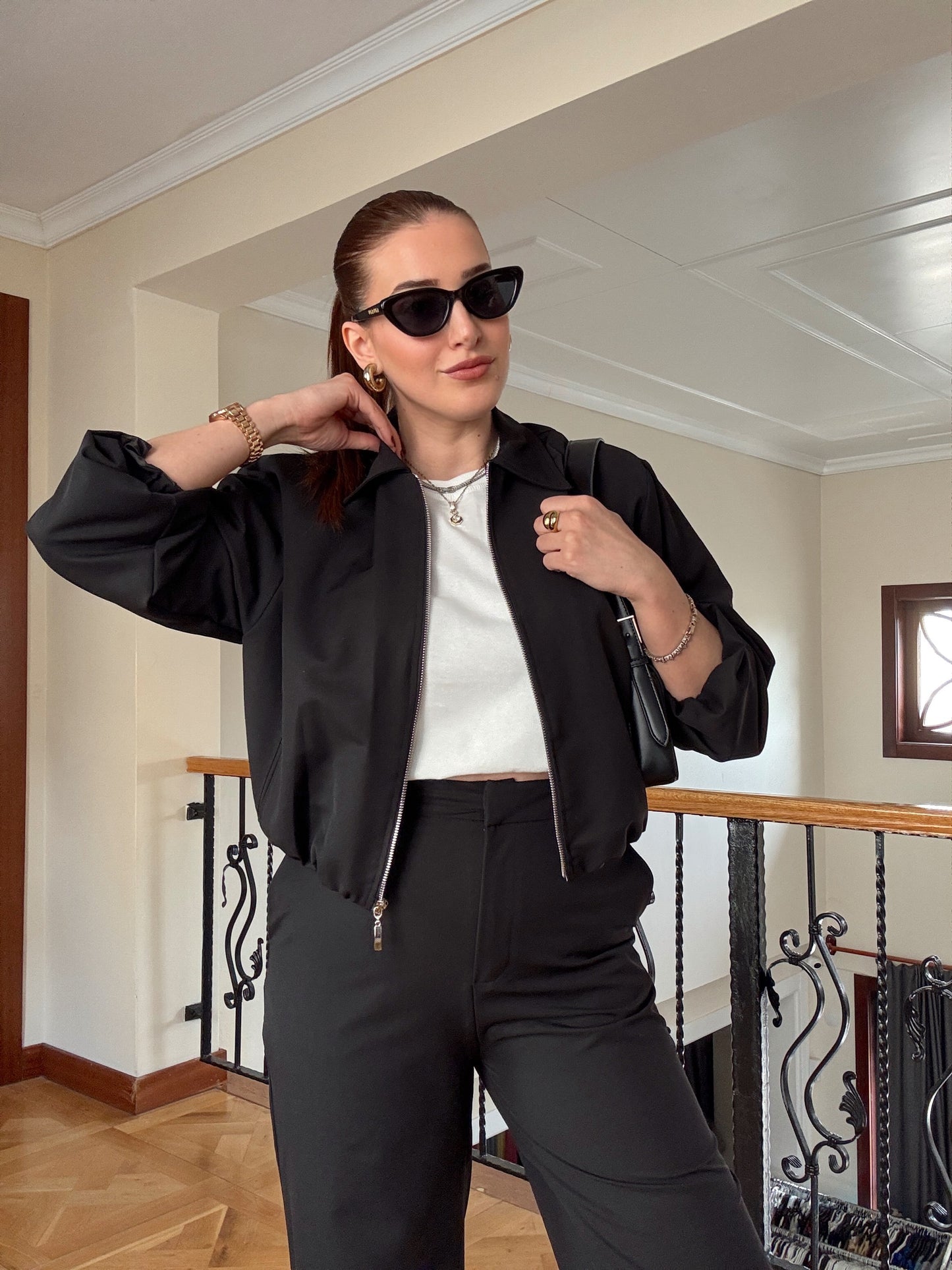 TİNA Bel büzgülü cepli premium ceket SİYAH