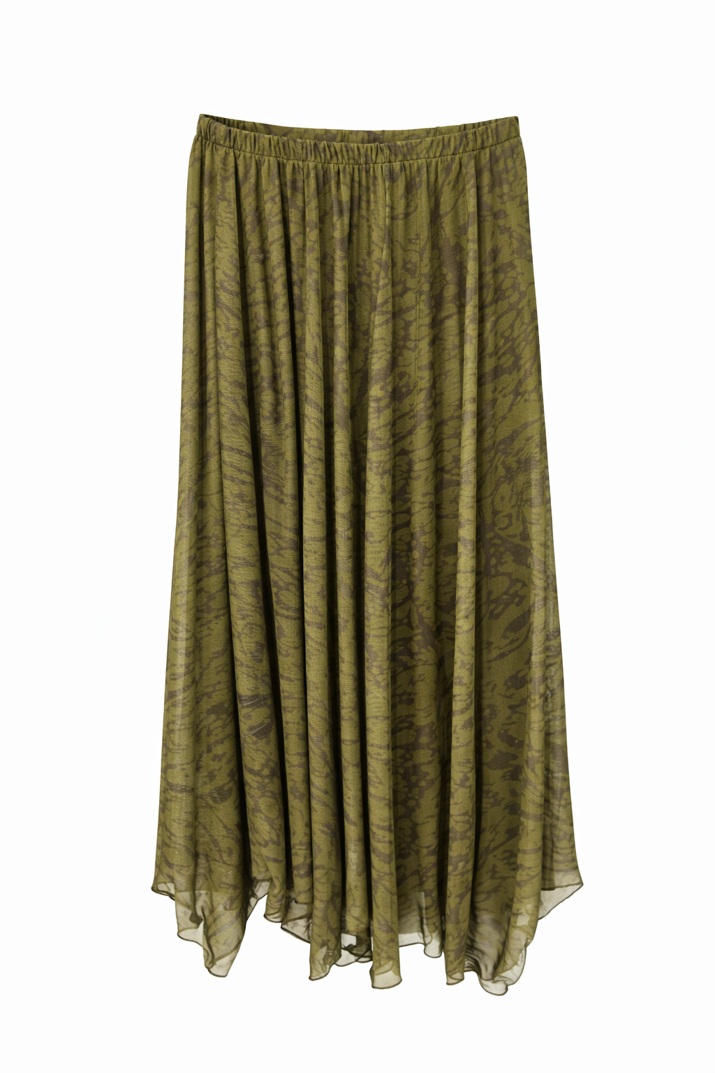 Etnik desen şifon astarlı etek Yeşil