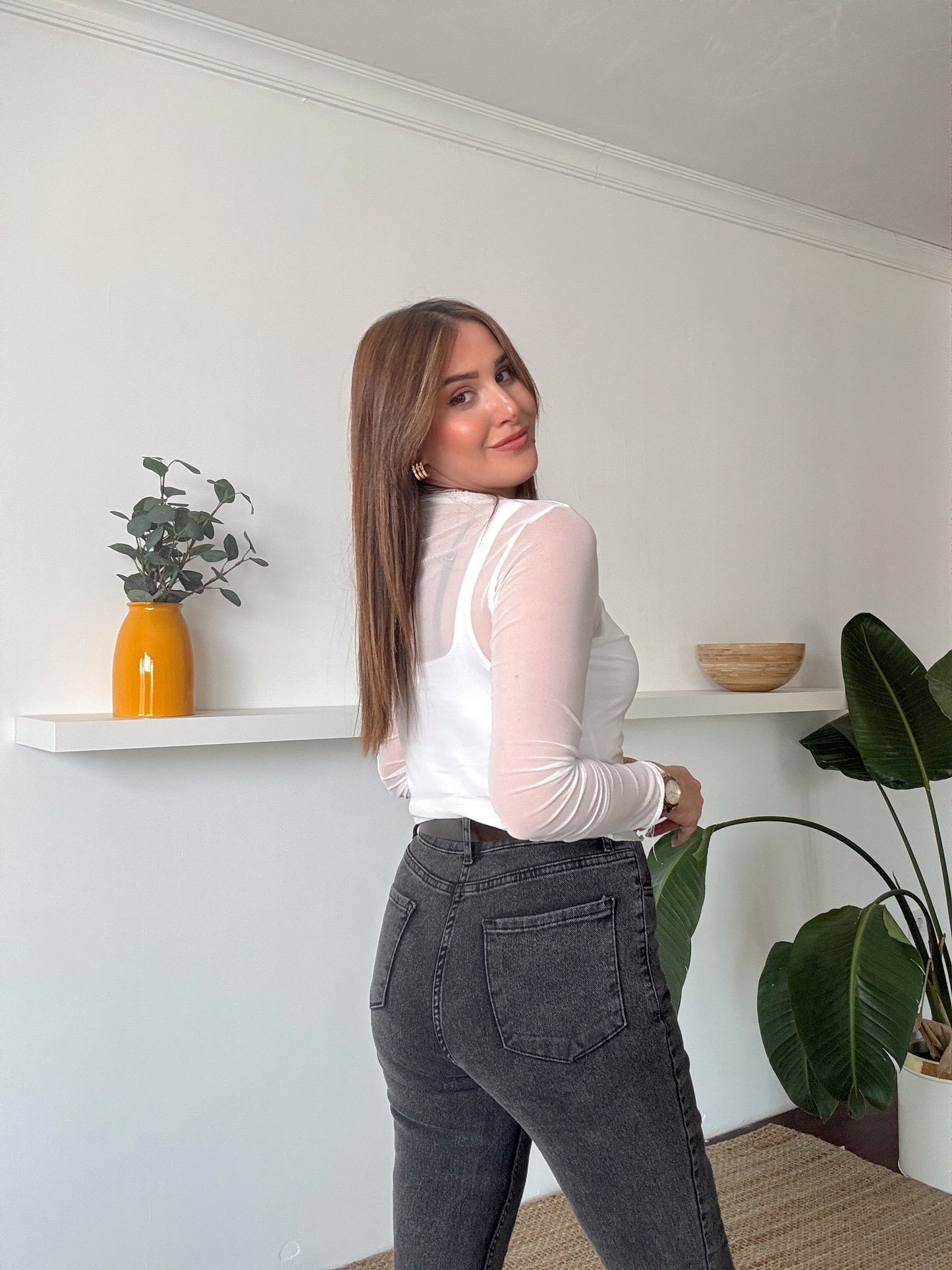 Transparan basic bluz BEYAZ