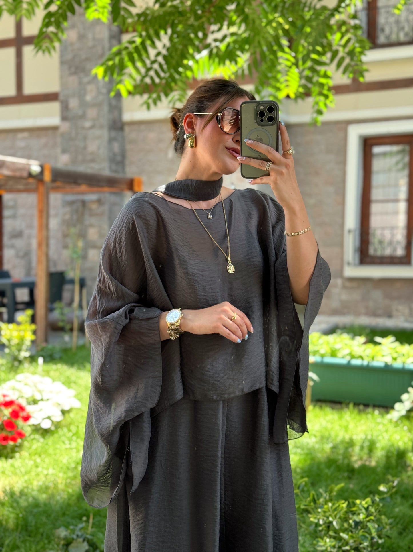 Bluzlu Premium Elbise Antrasit
