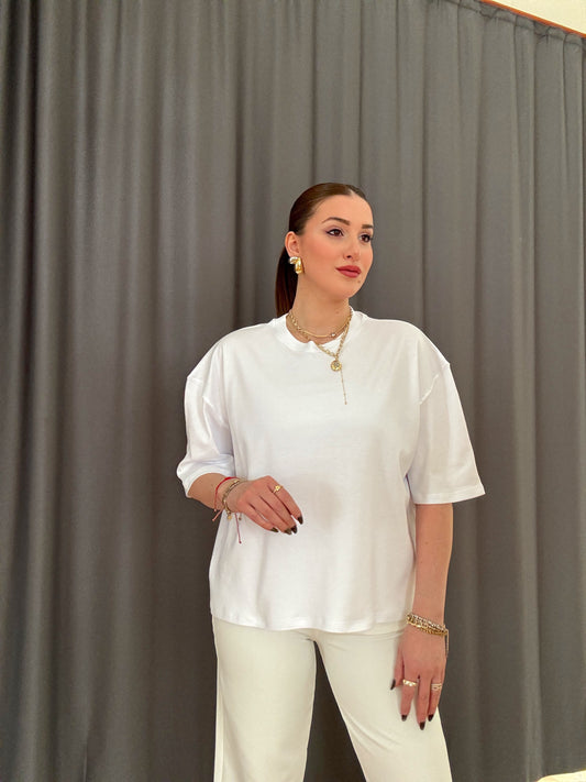 Oversize Basic Tişört Beyaz