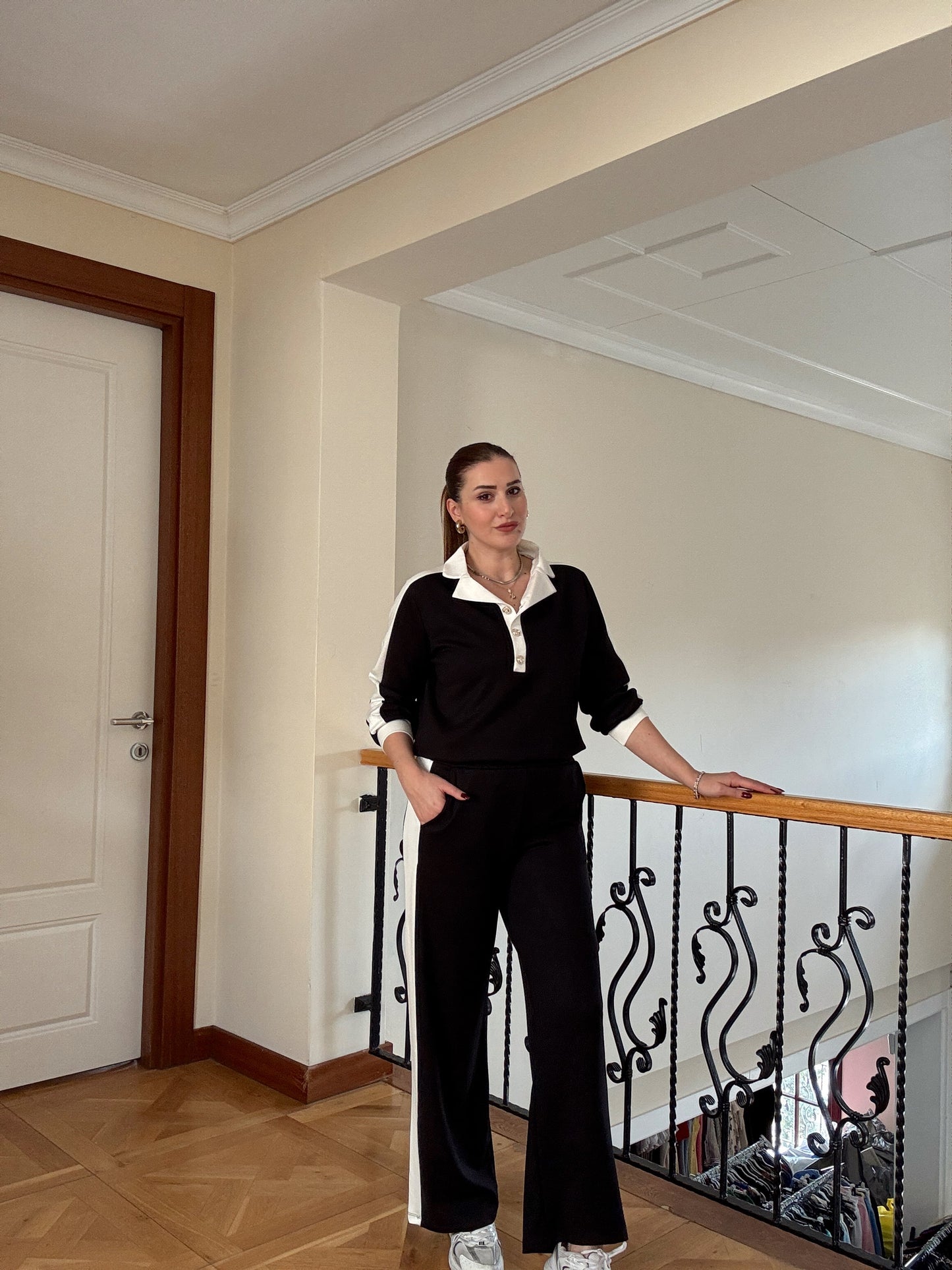 Denizci yaka modal takım SİYAH